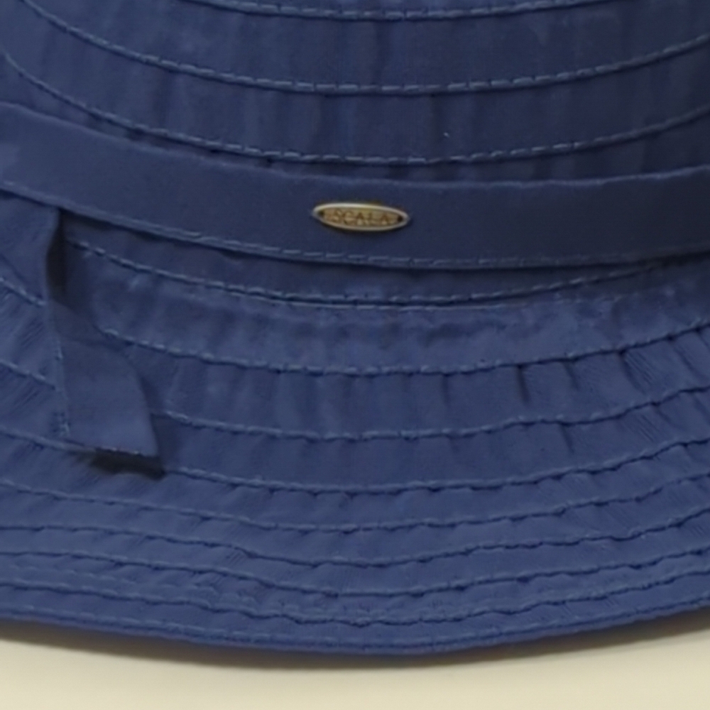 Vintage Scala Pronto Sun Hat Ribboned Wide Brim Light Weight Navy S/M - Picture 11 of 12